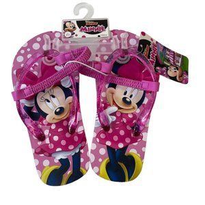 Minnie Mouse Flip Flops Pink L 9-10 Girls Back Strap